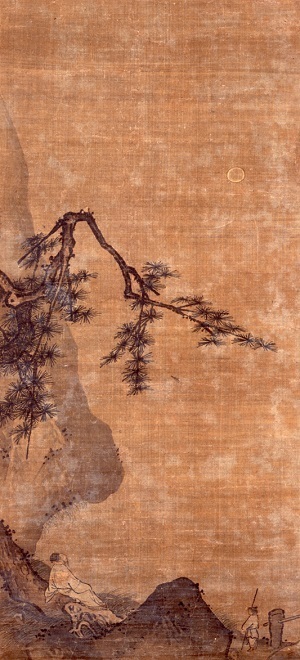 写真：絹本淡彩高士観月図