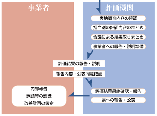 チャート図：まとめ・公表の事業者と評価機関の流れ