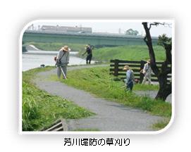 写真：芳川堤防の草刈り