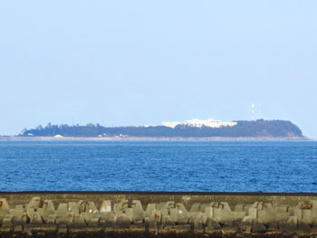 写真：伊東港から望む初島