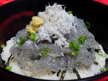 写真：ぷりぷり生しらす丼富士山盛り