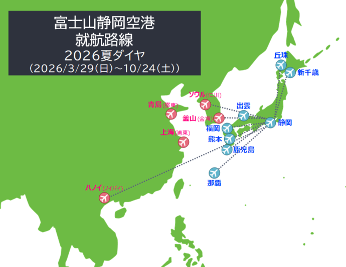 静岡空港の就航先