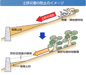 イラスト：土砂災害の防止のイメージ