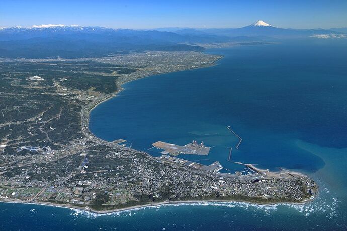 View of Sruga Bay and Mount Fuji from Omaezaki