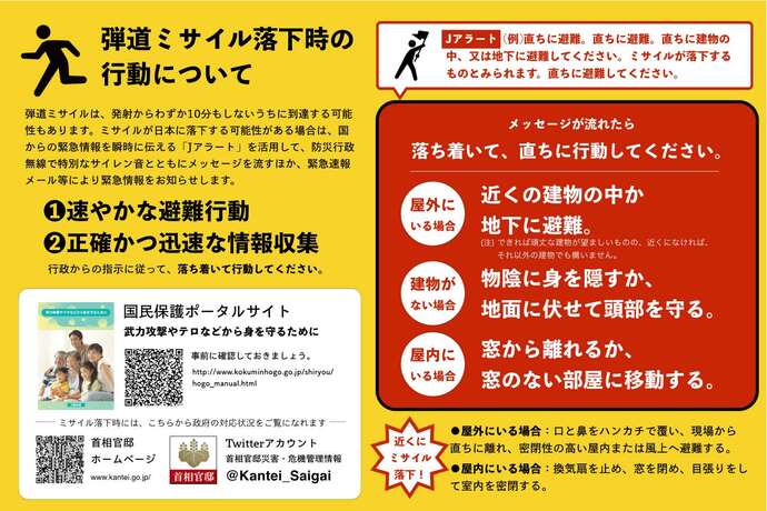 弾道ミサイル落下時の行動について