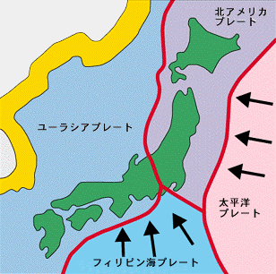 地図：日本の周りのプレート