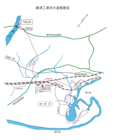 地図：静清工業用水道概要図