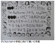 写真：子どもたちが小学校に向けて書いた手紙