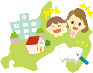 イラスト:笑顔の女性と子ども