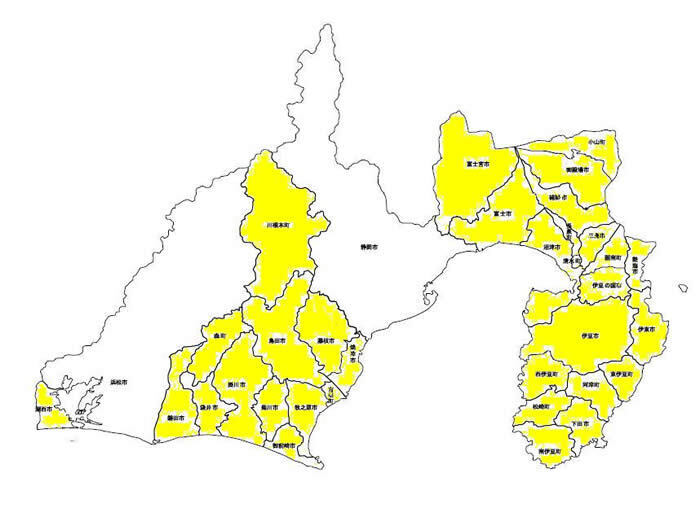 地図：静岡県身体障害者更生相談所管内図