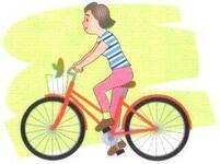 イラスト：自転車に乗る女性