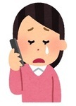 イラスト：泣きながら電話する女性