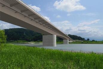 イラスト：富士川西岸からの新々富士川橋の様子