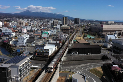 写真：富士宮駅付近JR身延線鉄道高架とその周辺