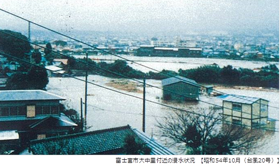画像:富士宮市大中里付近の浸水状況
