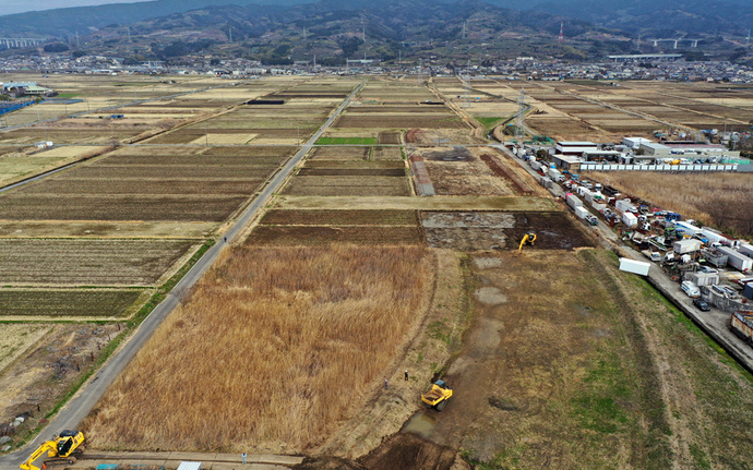 画像：一級河川江尾江川河川改修事業の様子