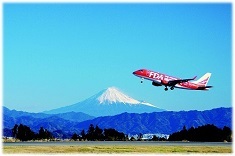 写真：富士山と飛行機