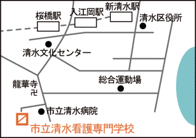 地図：市立清水看護専門学校案内図