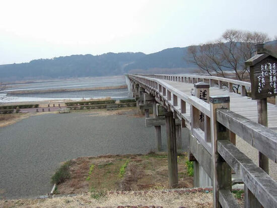 写真：今と昔をつなぐ大井川蓬莱橋の風景写真