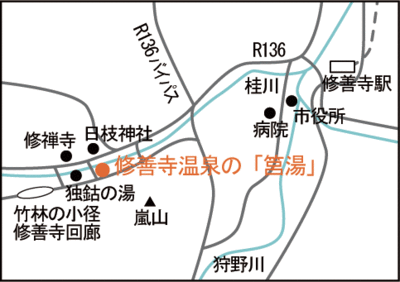 地図：修善寺温泉の筥湯案内図