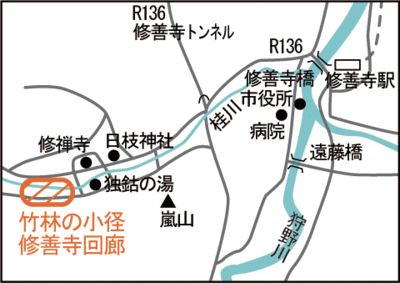 地図：竹林の小径と修善寺回廊案内図