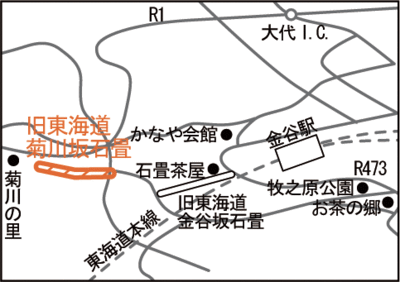 地図：旧東海道菊川坂石畳案内図
