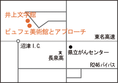 地図：ビュフェ美術館とアプローチ案内図