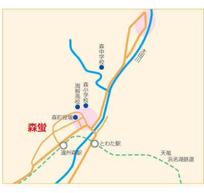 地図：森蛍の会の活動場所の案内図