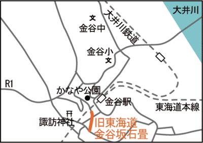 地図：旧東海道金谷坂石畳案内図