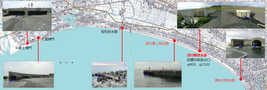 沼川新放水路の位置図