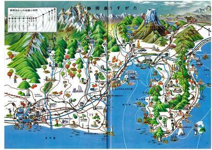 地図:静岡県全体の観光地等を記載