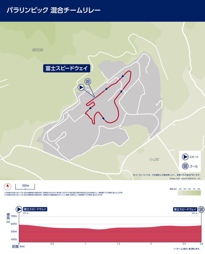 地図:パラリンピック 混合チームリレーコース