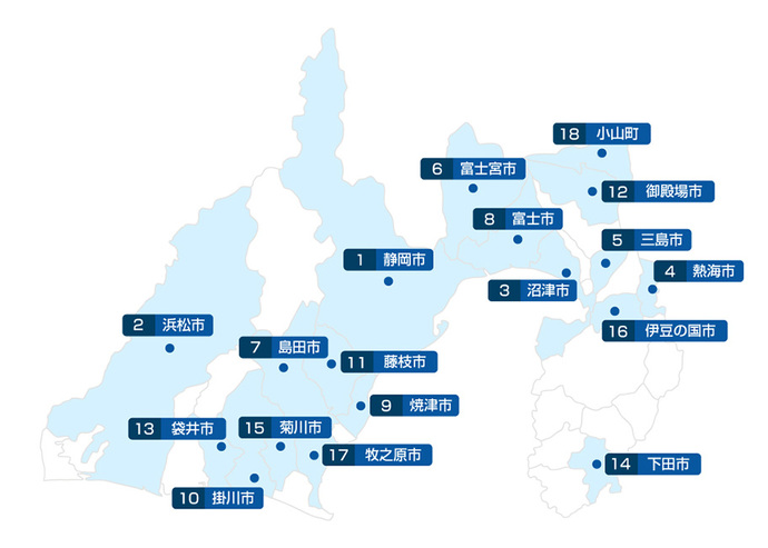 地図：静岡県のホストタウン