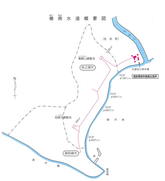 地図：榛南水道概要図