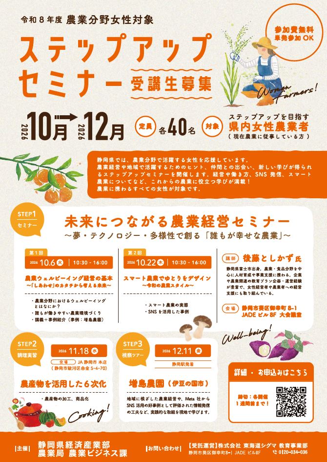静岡県では農業分野で活躍する女性を応援します。