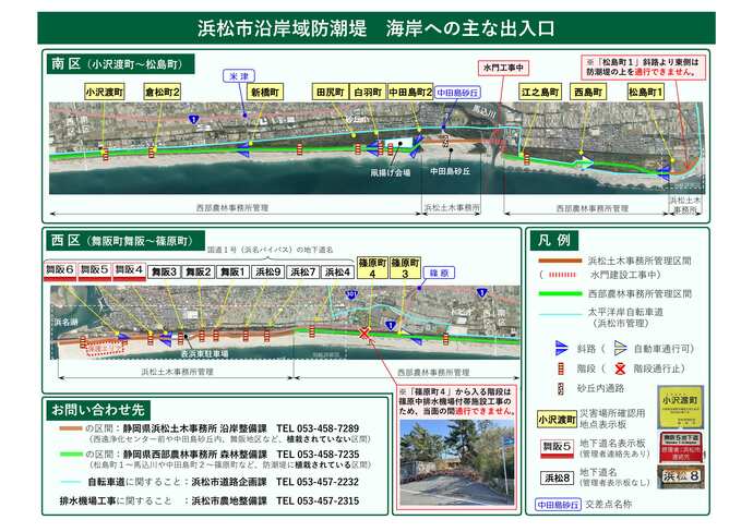 海岸での出入り口