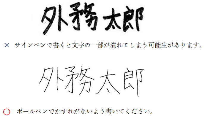 自著にはボールペンを使用してください。