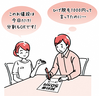 脱毛の契約に誘導する業者と戸惑う消費者