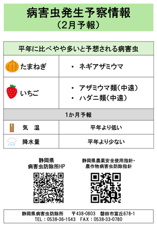 平年に比べ多発が予想される病害虫
