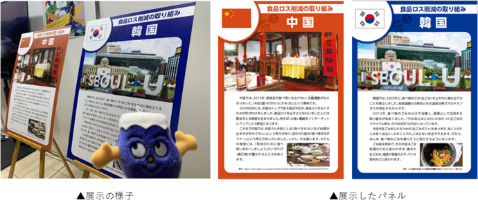 東アジア文化都市（韓国、中国）の食品ロスへの取組について紹介したパネルの様子
