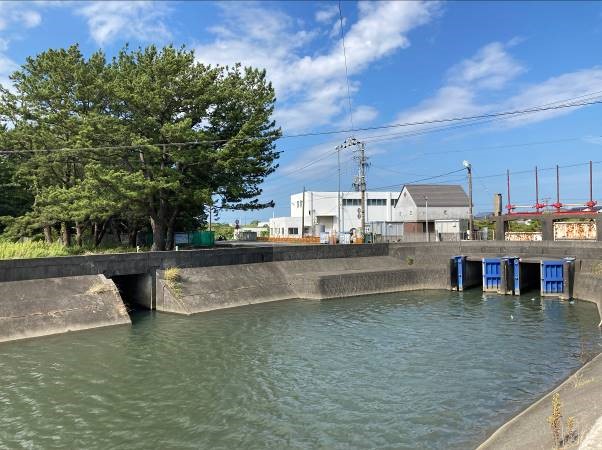 写真 藤守排水機場外観(下流から)