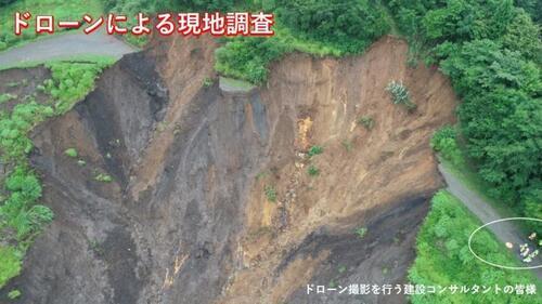 写真：作業状況（ドローンによる現地調査）