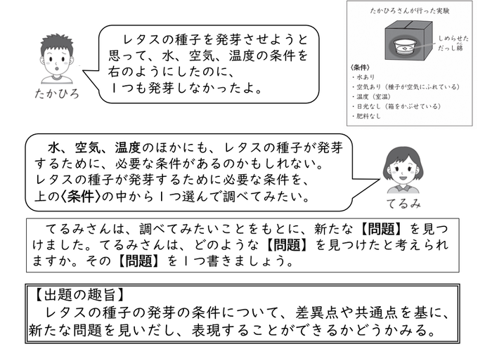 出題された中学校算数の問題・要旨についての画像