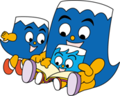 ふじっぴーが読み聞かせをしているイラスト