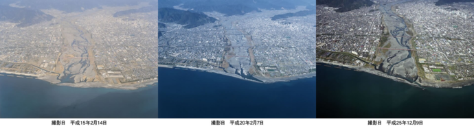 安倍川河口の航空写真