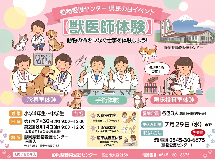 県民の日イベント動物愛護センターの獣医師体験