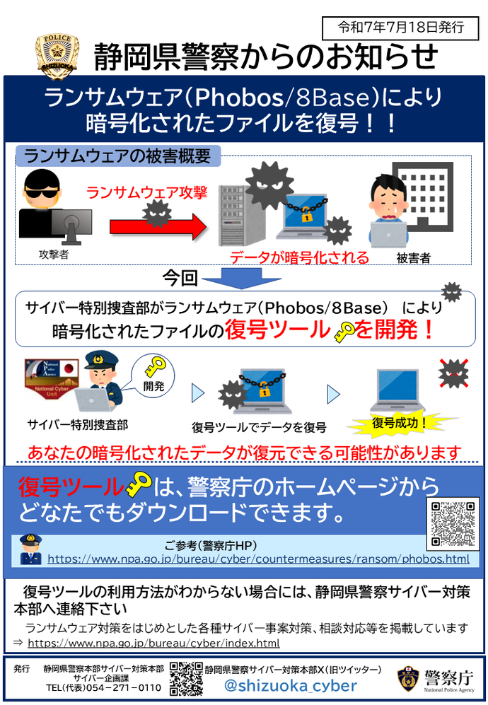 ランサムウェアPhobos/8Baseにより暗号化されたファイルの復号ツールの利用について