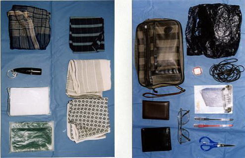 写真：ハンカチ、セカンドバッグ、財布、眼鏡等