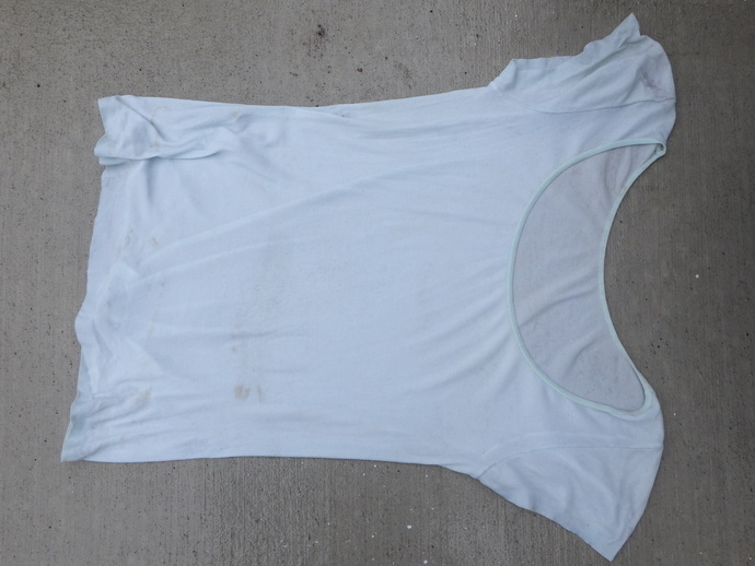 服装：白色半袖Tシャツの写真