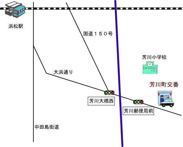 地図：芳川町交番
